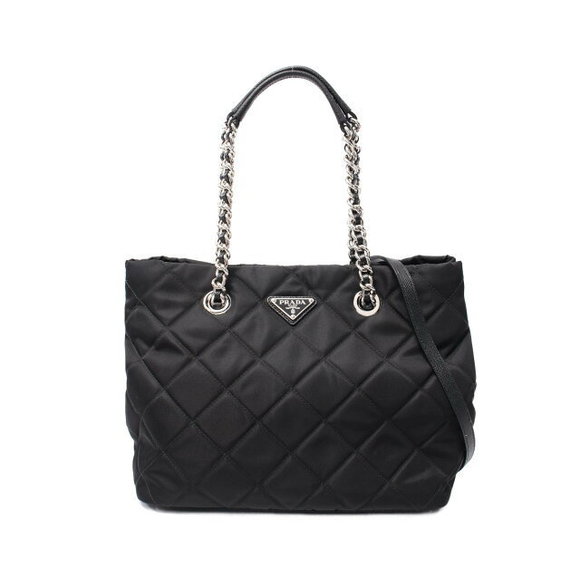 Prada TESSUTO IMPUNTU Tote Bag Nylon Saffiano Leather Black - Picture 1 of 7